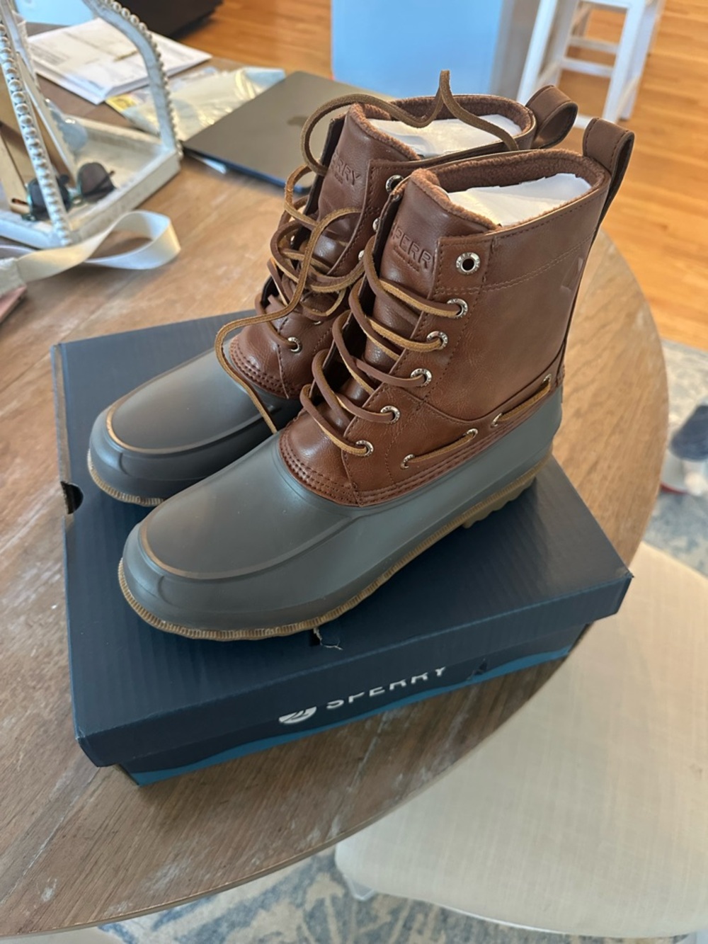 Sperry Brown and Gray Waterproof Duck Boots for Men